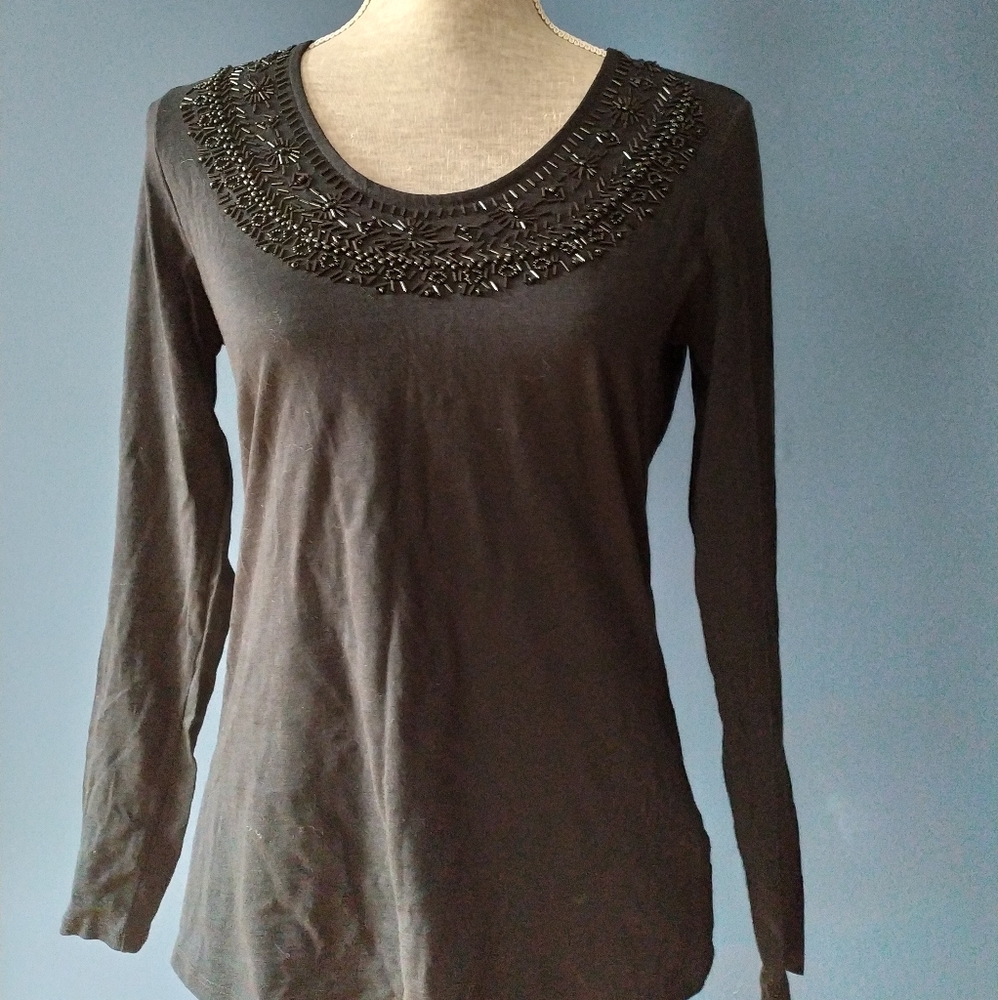 Coldwater Creek Long Sleeve Black Top
